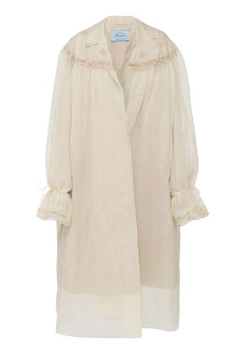 Prada single-breasted intarsia-lace coat - Nude