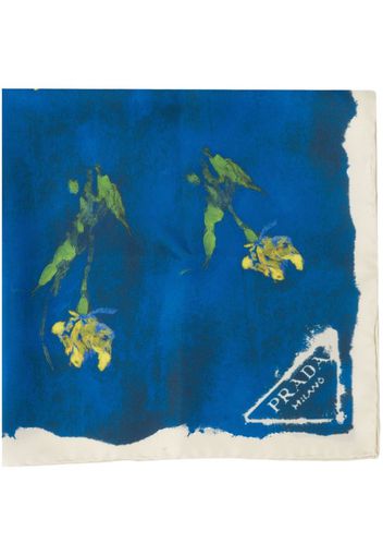 Prada floral-print twill scarf - Blau