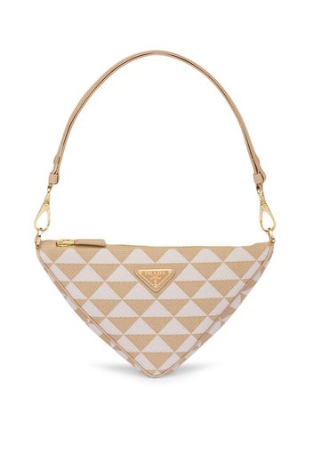 Prada triangle-logo embroidered bag - Nude