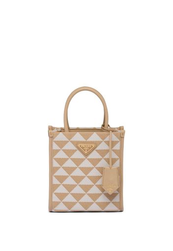 Prada Symbole logo-plaque tote bag - Nude