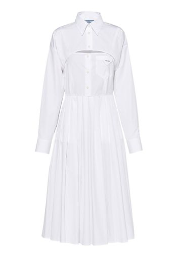 Prada pleated-skirt poplin shirtdress - Weiß