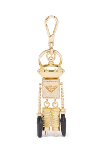 Prada Saffiano leather robot trick keychain - Gold