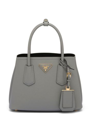 Prada leather logo-patch shoulder bag - Grau