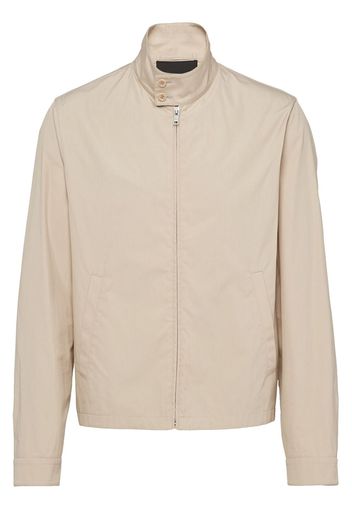 Prada triangle-logo zip-up jacket - Nude