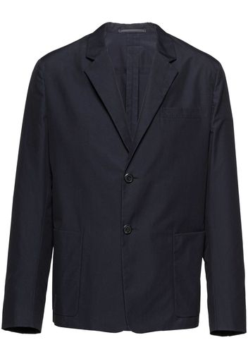 Prada triangle logo cotton blazer - Blau