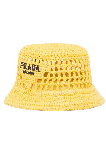 Prada logo-embroidered woven bucket hat - Gelb