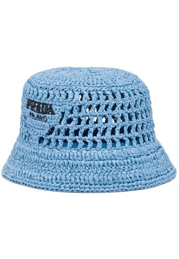 Prada logo-embroidered woven bucket hat - Blau