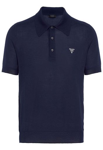 Prada logo-embroidered cashmere polo shirt - Blau