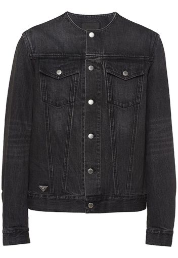 Prada collarless denim jacket - Schwarz