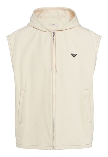 Prada Bull denim hoodie vest - Nude