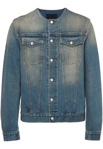 Prada collarless denim jacket - Blau