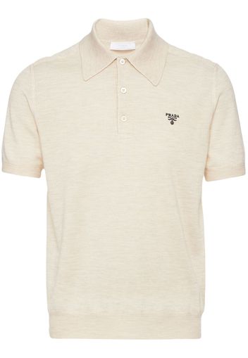 Prada logo-embroidered cashmere polo shirt - Nude