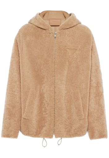 Prada shearling hooded zipped jacket - Nude