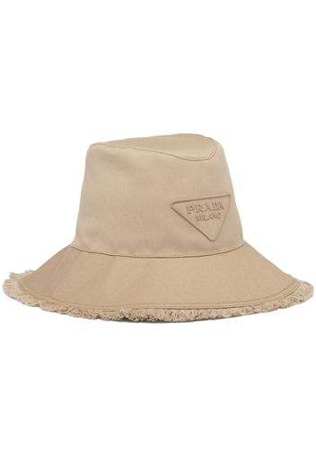 Prada embroidered triangle-logo drill hat - Nude