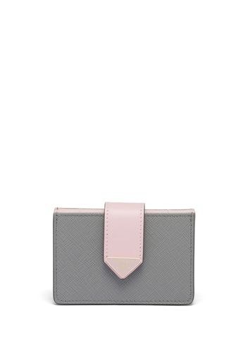 Prada logo-plaque leather cardholder - Grau