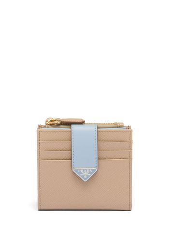 Prada logo-plaque Saffiano leather wallet - Nude