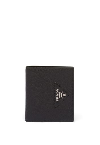 Prada pebbled-texture logo-plaque wallet - Schwarz