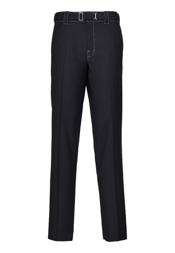 Prada belted wool straight trousers - Schwarz