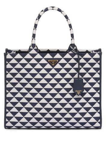 Prada Symbole embroidered tote bag - Blau