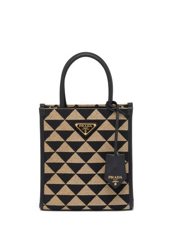 Prada Symbole logo-plaque tote bag - Schwarz