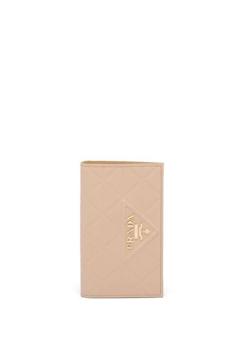 Prada triangle-motif leather wallet - Nude