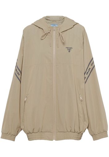 Prada Kapuzenjacke mit Logo-Stickerei - Nude