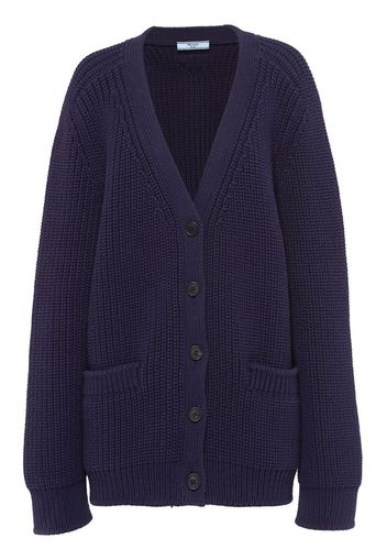 Prada chunky-knit V-neck cardigan - Blau