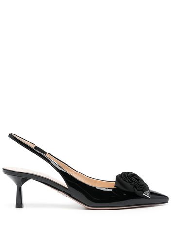 Prada 65mm faux-flower leather pumps - Schwarz