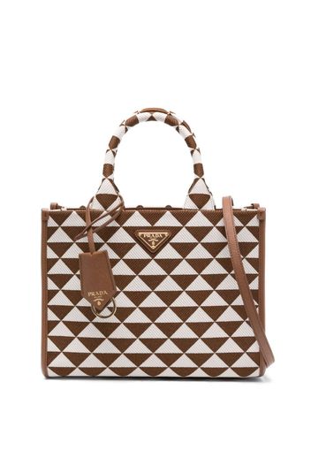 Prada small Symbole jacquard tote bag - Braun