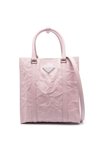 Prada logo-plaque crinkle-effect tote bag - Rosa