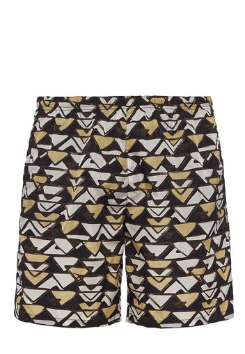 Prada Badeshorts mit Dreieck-Print - Schwarz