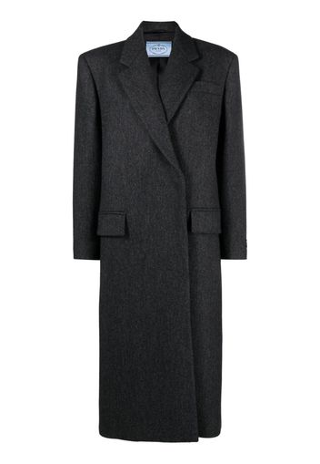 Prada logo-patch virgin-wool coat - Grau