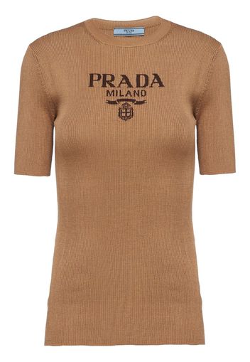 Prada T-Shirt mit rundem Ausschnitt - Braun