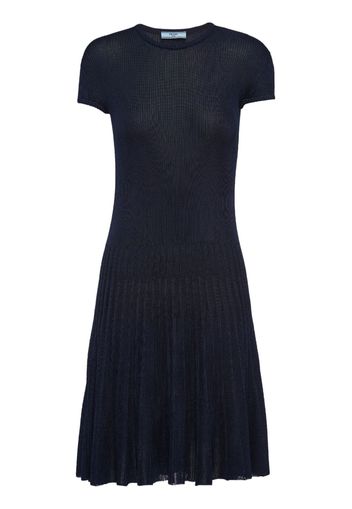 Prada Kurzärmeliges Strickkleid - Blau