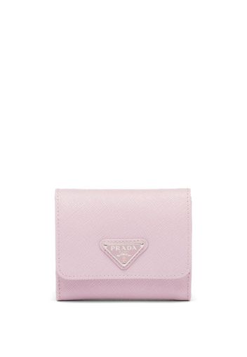 Prada triangle-logo Saffiano leather wallet - Rosa