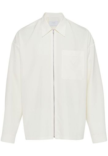 Prada zip-up silk jacket - Weiß