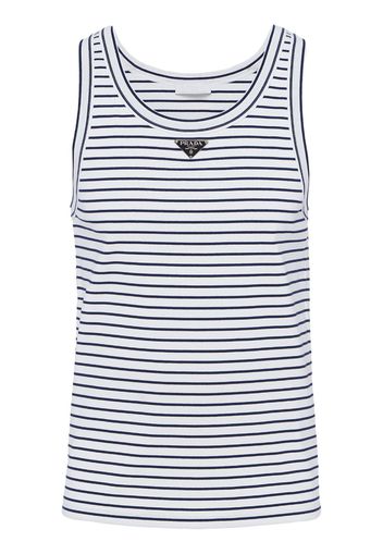 Prada triangle-logo striped tank top - Weiß