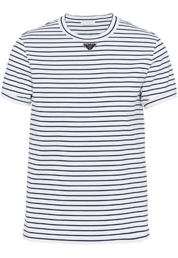 Prada triangle-logo stripe-print T-shirt - Blau