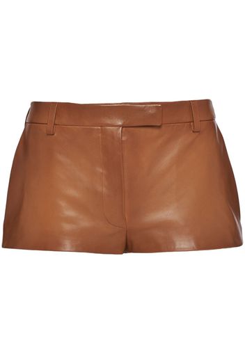 Prada low-rise leather shorts - Braun