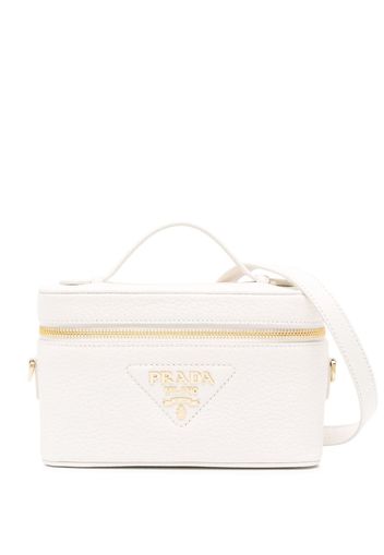 Prada logo-plaque leather mini bag - Weiß