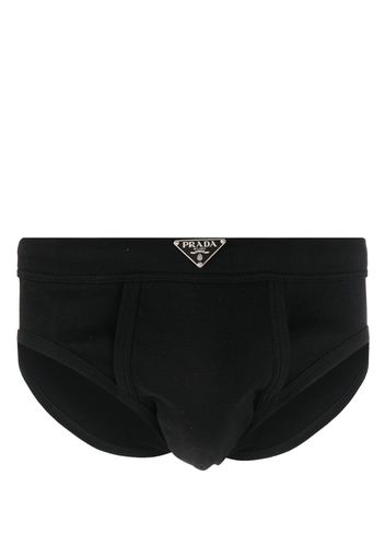 Prada triangle-logo cotton briefs - Schwarz