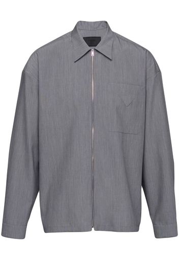 Prada triangle-logo zip-up shirt - Grau