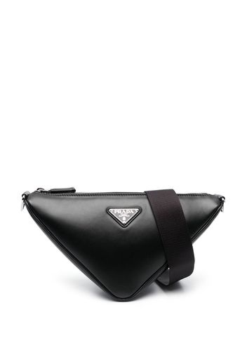 Prada Triangle logo plaque crossbody bag - Schwarz