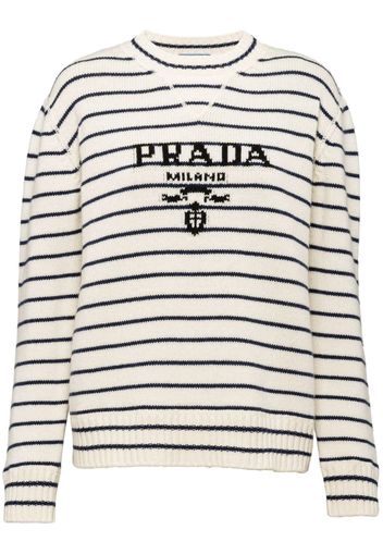 Prada Pullover mit Intarsien-Logo - Weiß