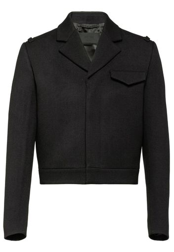 Prada Cropped-Jacke mit fallendem Revers - Schwarz