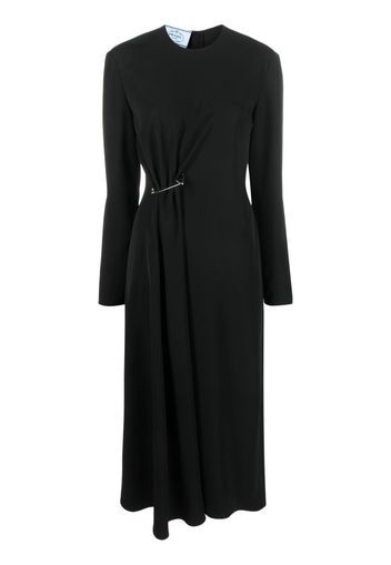 Prada safety-pin gathered midi dress - Schwarz