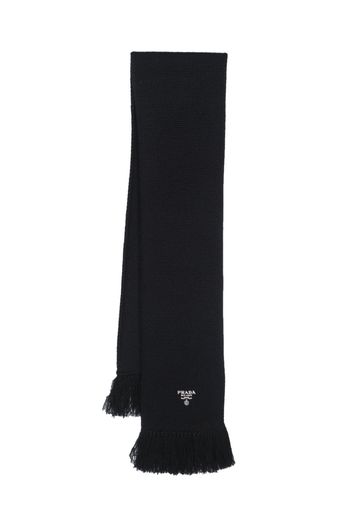 Prada logo-embroidered cashmere scarf - Blau