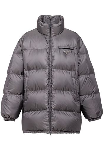 Prada triangle-logo padded coat - Grau