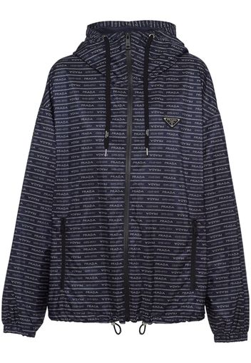 Prada logo-print hooded jacket - Blau