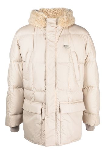 Prada hooded down coat - Nude